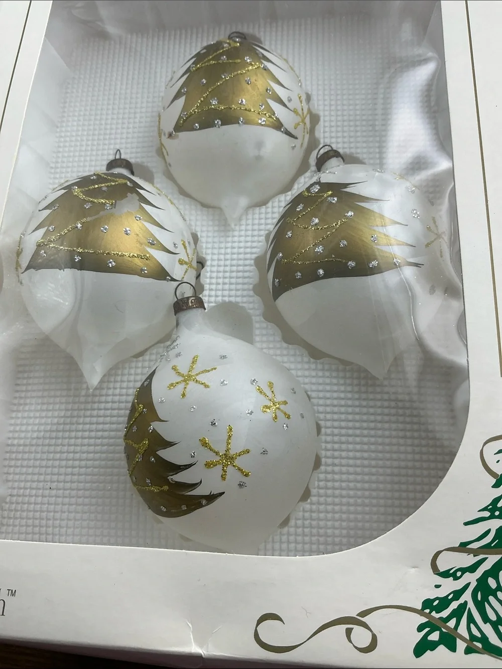 Vintage Box Set Rauch Set of 4 Hand-painted Christmas Tree Ornaments
